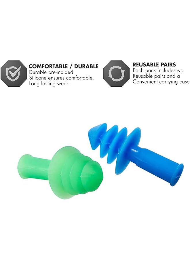 TYR Ergo Flex Ear Plugs 4Pk Swimming Equipment Blue/Green All - Image 3