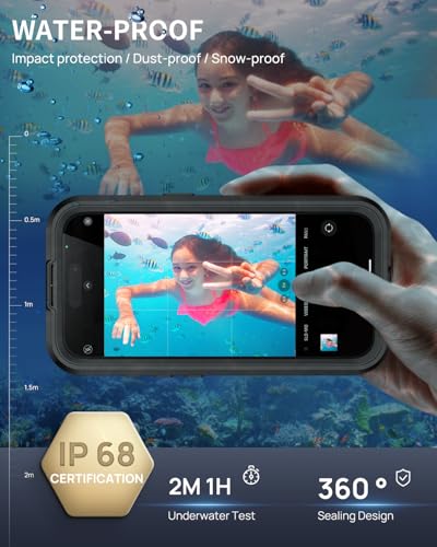 Lanhiem Magnetic for iPhone 16 Pro Case, IP68 Waterproof Dustproof Case, [Compatible with Magsafe] [Built-in Screen Protector] Full Body Heavy Duty Rugged Phone Cover 6.3 inch, Black/Clear - Image 3