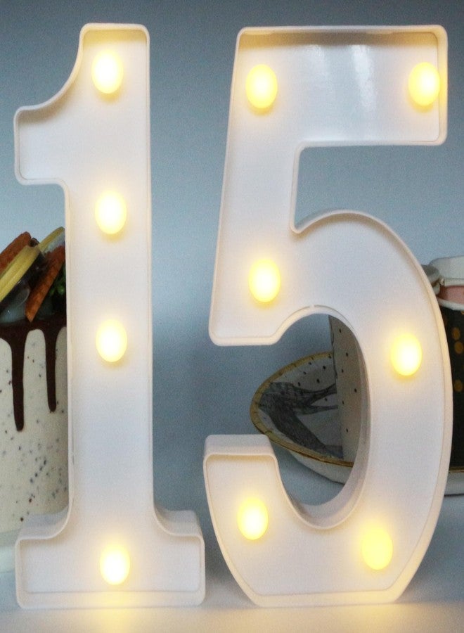 JunyRuny H:7.88 inches Light Up Numbers 15 Sign for Wedding Anniversary, 15th Birthday Party Decorations for Girls, 15th Birthday Centerpieces Table Decorations for Boys, Quinceanera Party Decorations - Image 1