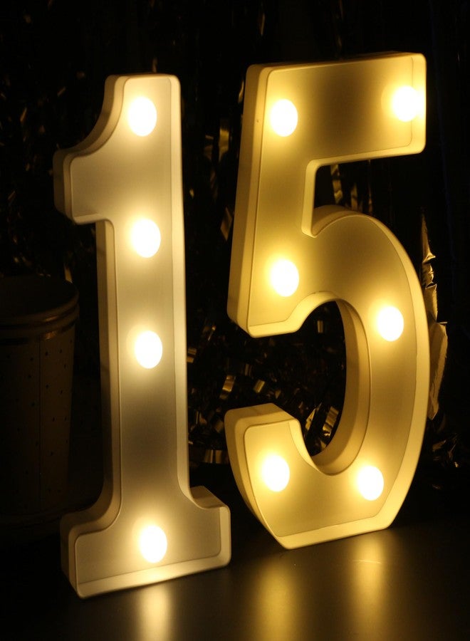 JunyRuny H:7.88 inches Light Up Numbers 15 Sign for Wedding Anniversary, 15th Birthday Party Decorations for Girls, 15th Birthday Centerpieces Table Decorations for Boys, Quinceanera Party Decorations - Image 2
