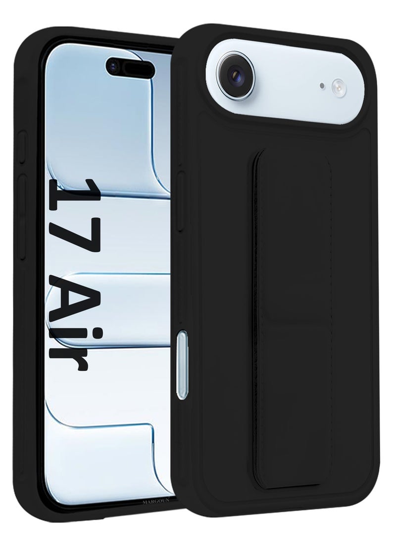 DUSALA For iPhone 17 Air Case Cover Finger Grip Holder Phone Car Magnetic Multi-function Shockproof Protective Case Two-in-One Phone Holder Case - Black - Image 2