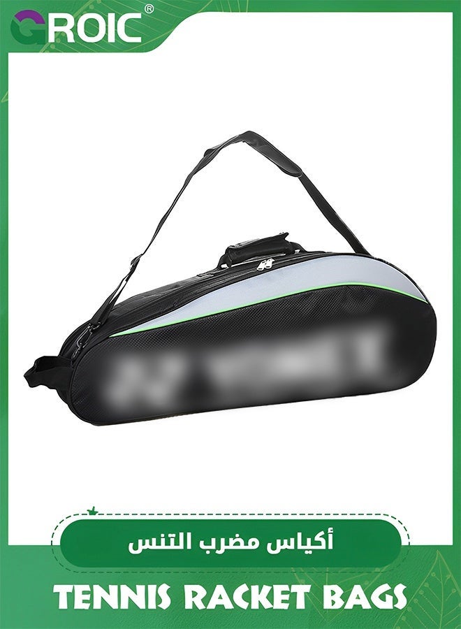 GROIC حقيبة تنس 6 مضارب، حقيبة مضارب كبيرة واقية مع قسم للأحذية والهاتف، حقيبة مضارب خفيفة جداً وواسعة للتنس، حقيبة بادل - Image 1