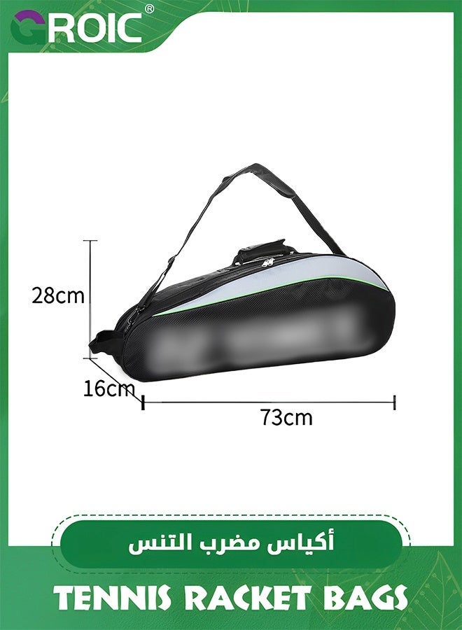GROIC حقيبة تنس 6 مضارب، حقيبة مضارب كبيرة واقية مع قسم للأحذية والهاتف، حقيبة مضارب خفيفة جداً وواسعة للتنس، حقيبة بادل - Image 2