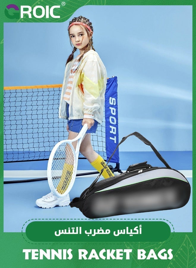 GROIC حقيبة تنس 6 مضارب، حقيبة مضارب كبيرة واقية مع قسم للأحذية والهاتف، حقيبة مضارب خفيفة جداً وواسعة للتنس، حقيبة بادل - Image 4