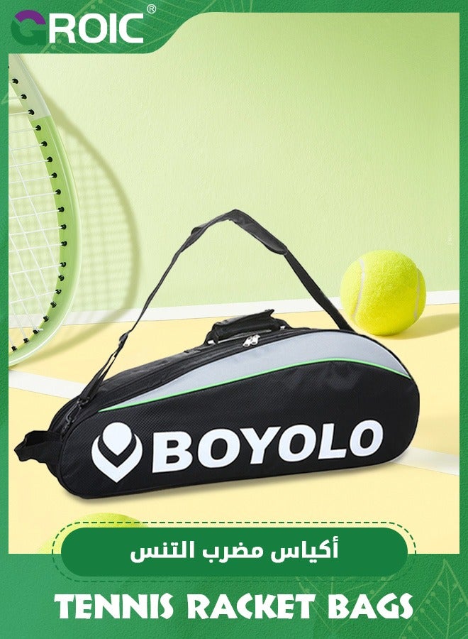 GROIC Tennis Bag 6 Rackets, Large Protective Racquet Bag with Shoes  & Phone Compartment,Super Roomy and Lightweight Racquet Bag for Tennis, Badminton Bag - Image 4