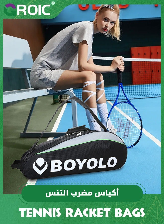 GROIC Tennis Bag 6 Rackets, Large Protective Racquet Bag with Shoes  & Phone Compartment,Super Roomy and Lightweight Racquet Bag for Tennis, Badminton Bag - Image 2