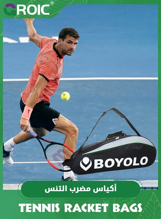 GROIC Tennis Bag 6 Rackets, Large Protective Racquet Bag with Shoes  & Phone Compartment,Super Roomy and Lightweight Racquet Bag for Tennis, Badminton Bag - Image 5