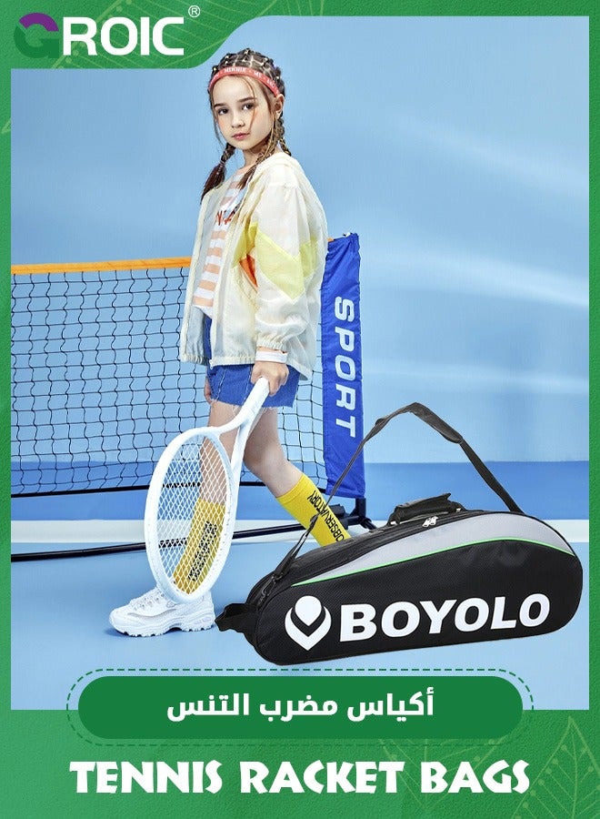 GROIC Tennis Bag 6 Rackets, Large Protective Racquet Bag with Shoes  & Phone Compartment,Super Roomy and Lightweight Racquet Bag for Tennis, Badminton Bag - Image 3