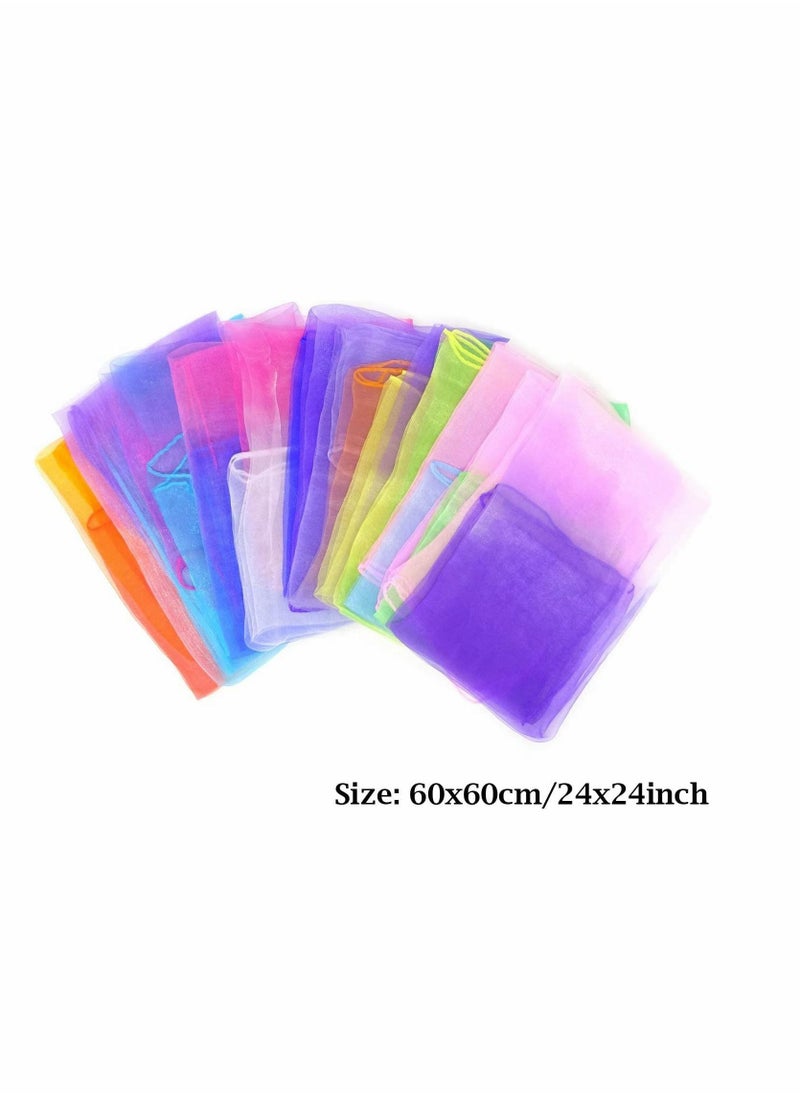 SYOSI - Gradient Color Square Scarves Juggling Scarves Silk Dance Scarves Performance Props Dancing Scarves for Music and Movement, Fun Juggling Scarves for Kids, Toddlers Scarves Dance Props, 12PCS - Image 1