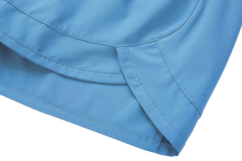 Tough Mode Womens 3" Lightweight Running WOD Volleyball Shorts Workout Mesh Liner Zip Pocket Ash Blue - Image 5