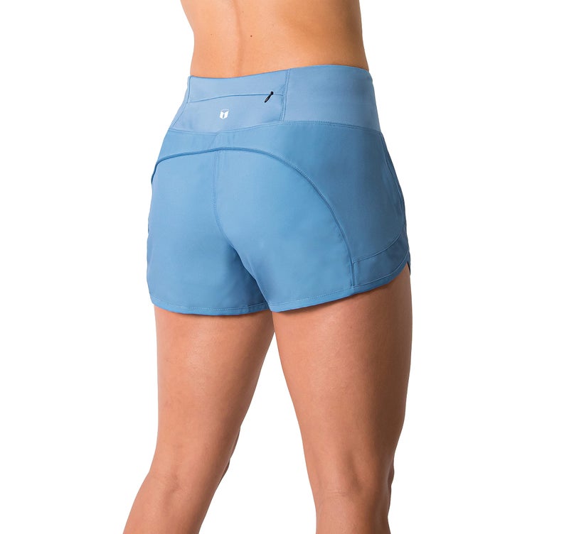 Tough Mode Womens 3" Lightweight Running WOD Volleyball Shorts Workout Mesh Liner Zip Pocket Ash Blue - Image 3
