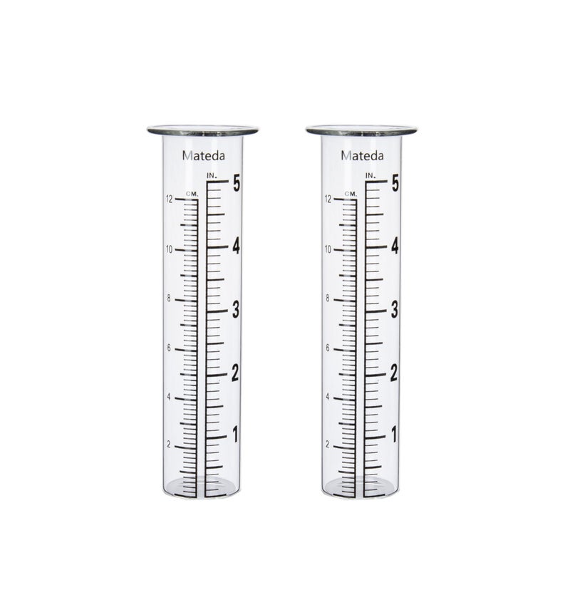 Mateda 5" Capacity Rain Gauge Glass Replacement Tube, Lip Design, Great for Yard Garden Outdoor Home (2 Pack) - Image 1
