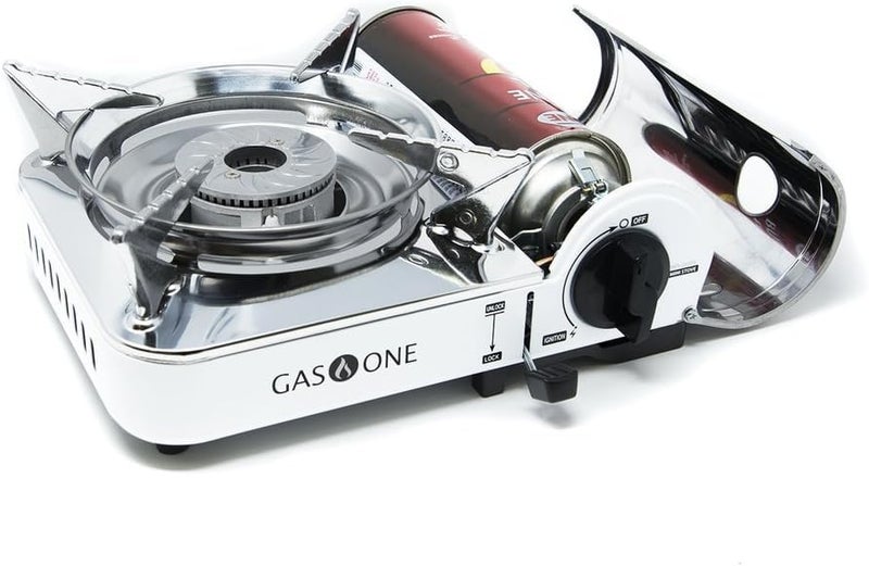 GasOne Gas One GS-800A Emergency Gear Camping Mini Butane Portable Gas Stove with Carrying Case, stainless steel, white - Image 5