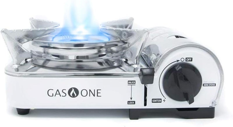 GasOne Gas One GS-800A Emergency Gear Camping Mini Butane Portable Gas Stove with Carrying Case, stainless steel, white - Image 1