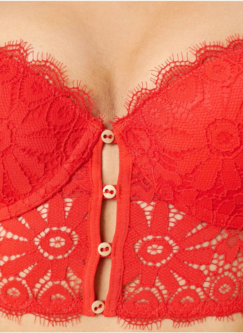 UNDIZ - Lace Detail Bustier Push Up Bra - Image 1