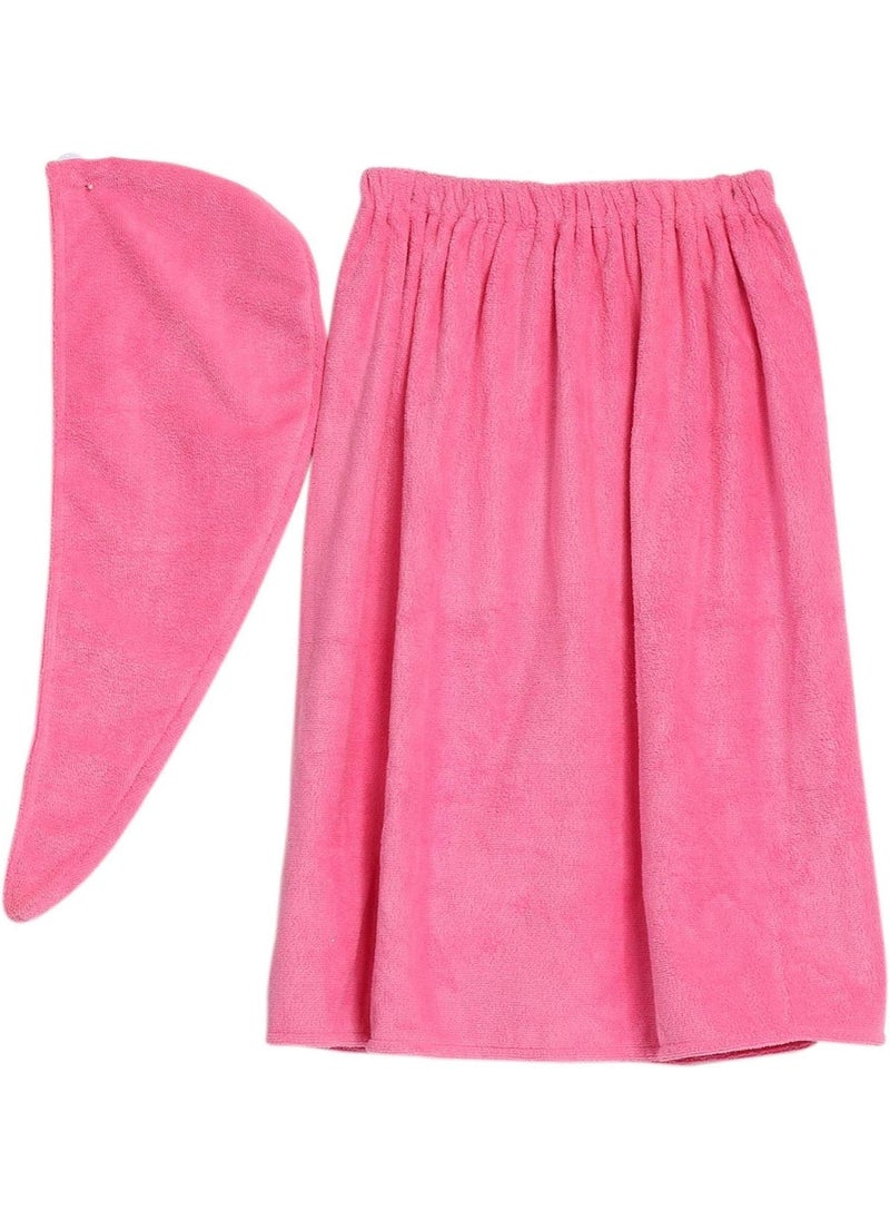 Keenso - Keenso Women's Bathrobe Set, Wrap Set Spa Towel Comfortable Adjustable Shower Robes Skirt with Fast Dry Hair Drying Cap - Image 1
