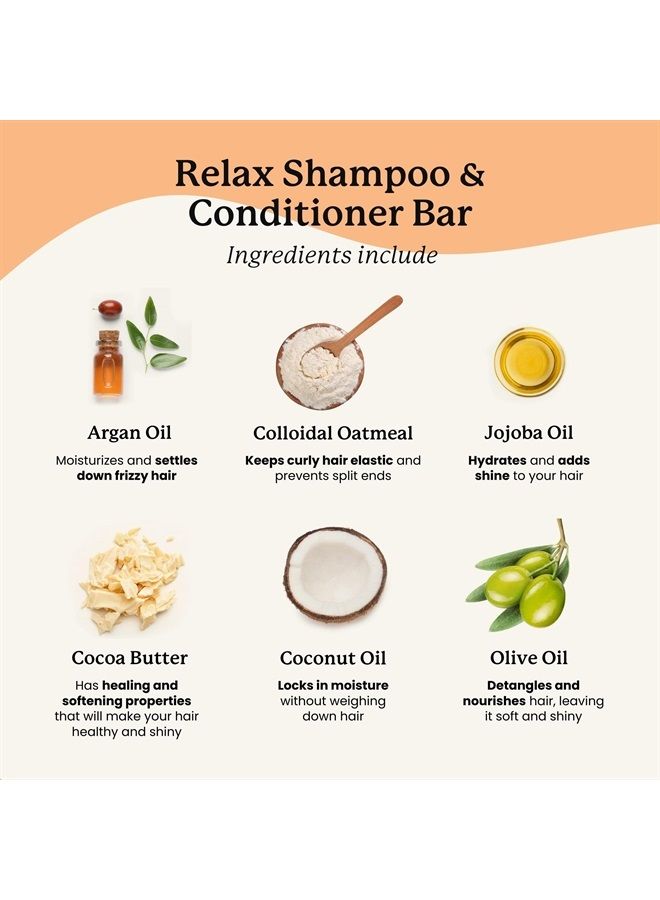 NATURÉL Naturel Relax Moisturizing Shampoo Bar and Conditioner Bar Set, Shampoo Bar and Conditioner Bar for Curly, Wavy, Dry, or Frizzy Hair, Vegan & Cruelty Free, Zero Waste, Made in USA - Image 1
