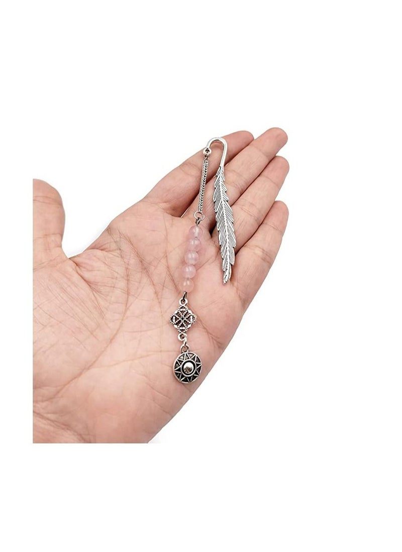 REBUY REBUY Islamic Prayer Beads Tasbih Natural Rose Quartz Stone Misbaha Tasbeeh 33 Beads Women's Tasbih with Rose Quartz Bookmark Metal Bookmark Gift for Women & Girls,Stone Rose Quartz, Wooden Gift Box  - Image 3