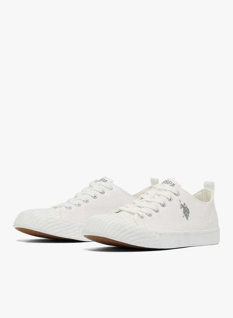 U.S. Polo Assn. Men's White Low-Top Canvas Sneakers - Iconic Branding for a Clean Look