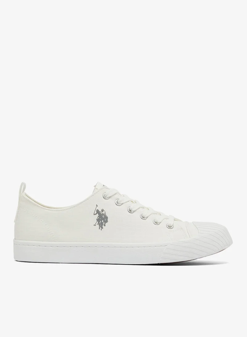 U.S. Polo Assn. Men's White Low-Top Canvas Sneakers - Iconic Branding for a Clean Look