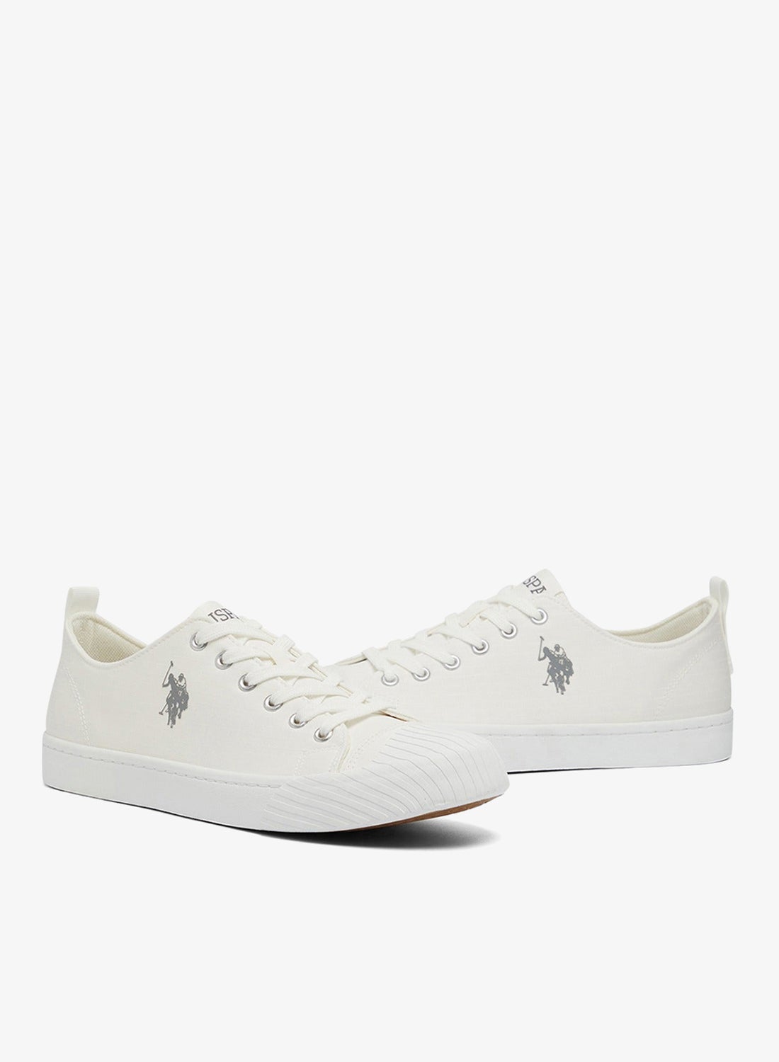 Men's White Low-Top Canvas Sneakers - Iconic Branding for a Clean Look Shoes image 5