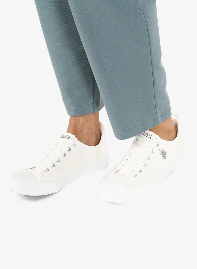U.S. Polo Assn. White Men's White Low-Top Canvas Sneakers - Iconic Branding for a Clean Look Shoes for Men | Best Price UAE