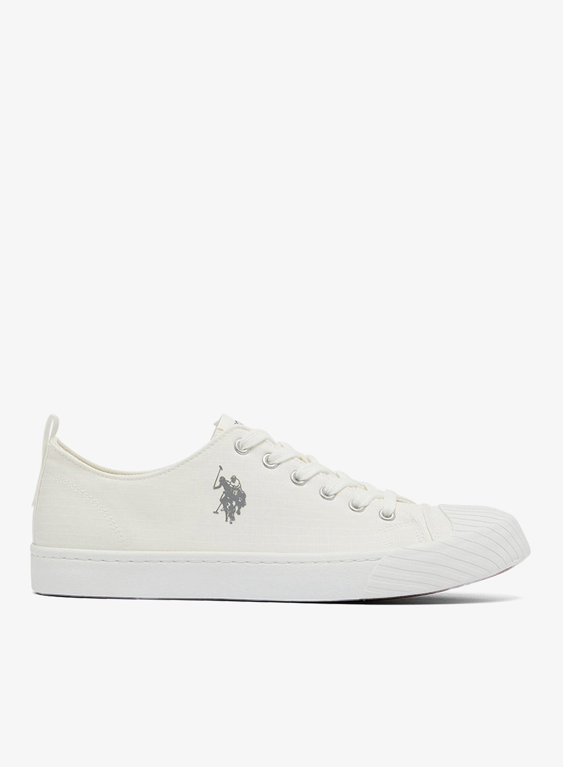 Men's White Low-Top Canvas Sneakers - Iconic Branding for a Clean Look Shoes image 3