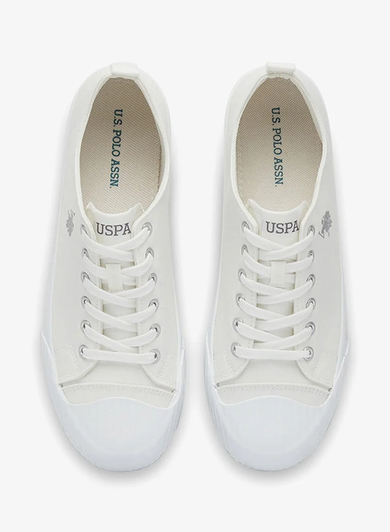 U.S. Polo Assn. White Men's White Low-Top Canvas Sneakers - Iconic Branding for a Clean Look Shoes for Men | Best Price UAE