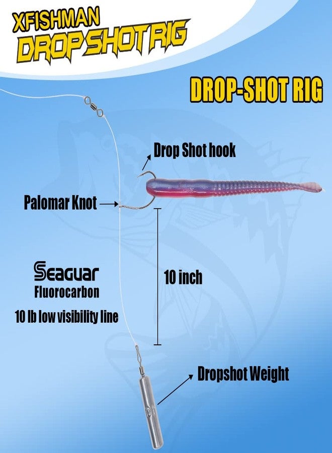 XFISHMAN Drop Shot Rigs for Bass Fishing Ready Rig with Hooks and Sinker Weights (Hook Size 1-Weight 1/4 oz-Qty 5) - Image 2
