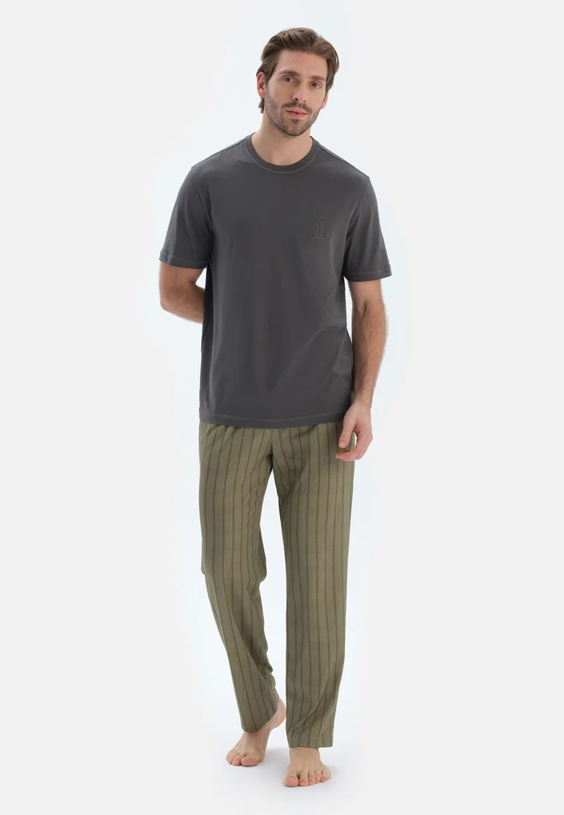 dagi Floral Regular/Classic Fit T-shirt & Trousers Pajama Sets Crew Neck Cotton Blend Sleepwear