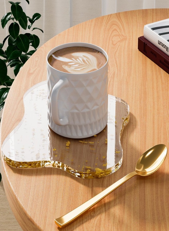 Leadiy Acrylic Coaster Decorative Plates, Irregular Bar Drink Coaster, Clear Cloud Shape Coffee Cup Coaster, Perfect for Tabletop Protection and Accessories Display.(Gold) - Image 1