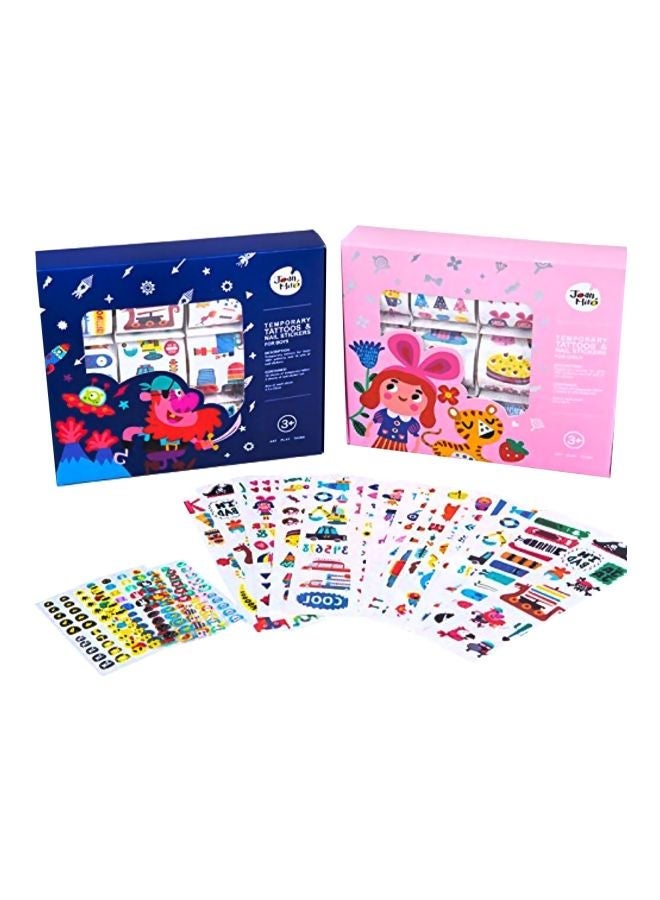 NIBEMINENT 12-Piece Temporary Tattoos And Nail Sticker Set - Image 1