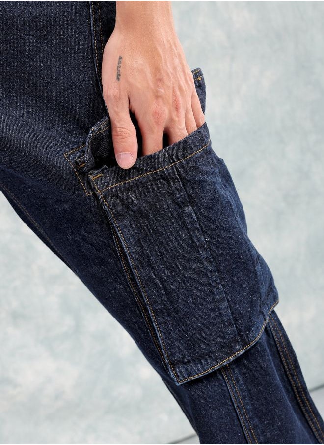 The Indian Garage Co - Men Relaxed Fit Distressed Mid-Rise Cargo Denim - Image 1