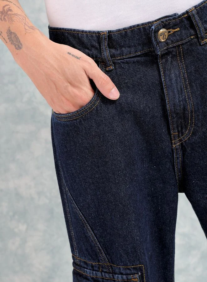 The Indian Garage Co Men Relaxed Fit Distressed Mid-Rise Cargo Denim