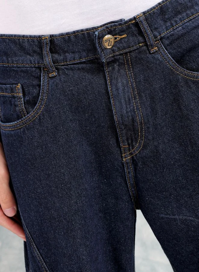 The Indian Garage Co Men Relaxed Fit Distressed Mid-Rise Cargo Denim