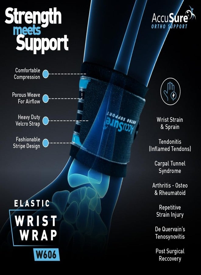 AccuSure W606 Wrist Wrap Support Brace - Adjustable Compression Strap for Gym, Sports & Injury Recovery | Wrist Pain Relief & Joint Support | Breathable & Comfortable Fit for Men & Women - Image 4