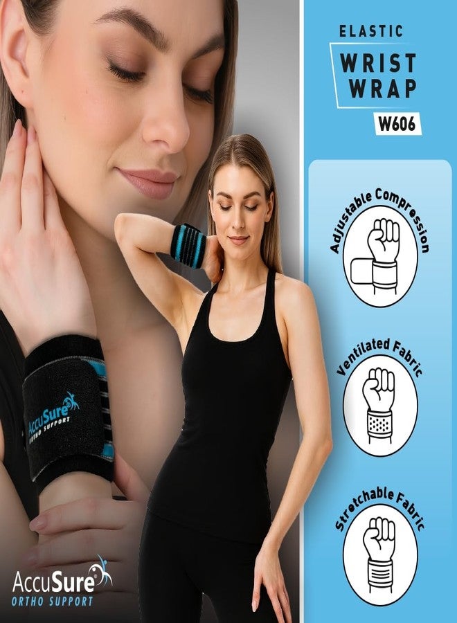 AccuSure W606 Wrist Wrap Support Brace - Adjustable Compression Strap for Gym, Sports & Injury Recovery | Wrist Pain Relief & Joint Support | Breathable & Comfortable Fit for Men & Women - Image 2