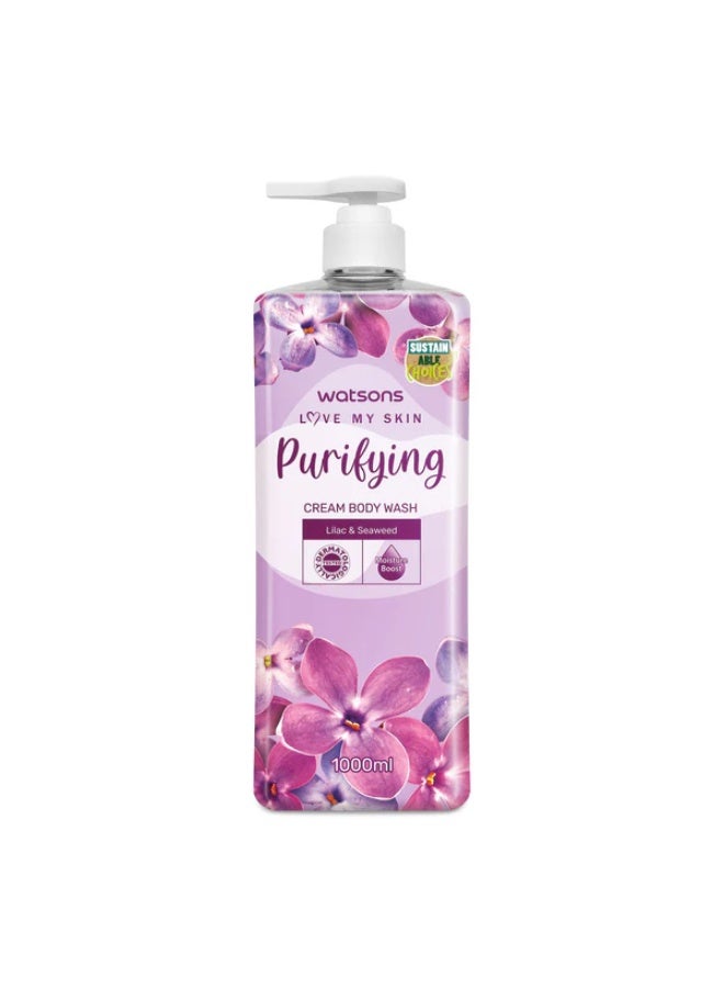 Watsons Purifying creamy shower gel with lilac and seaweed extract, 1000 ml - Image 1