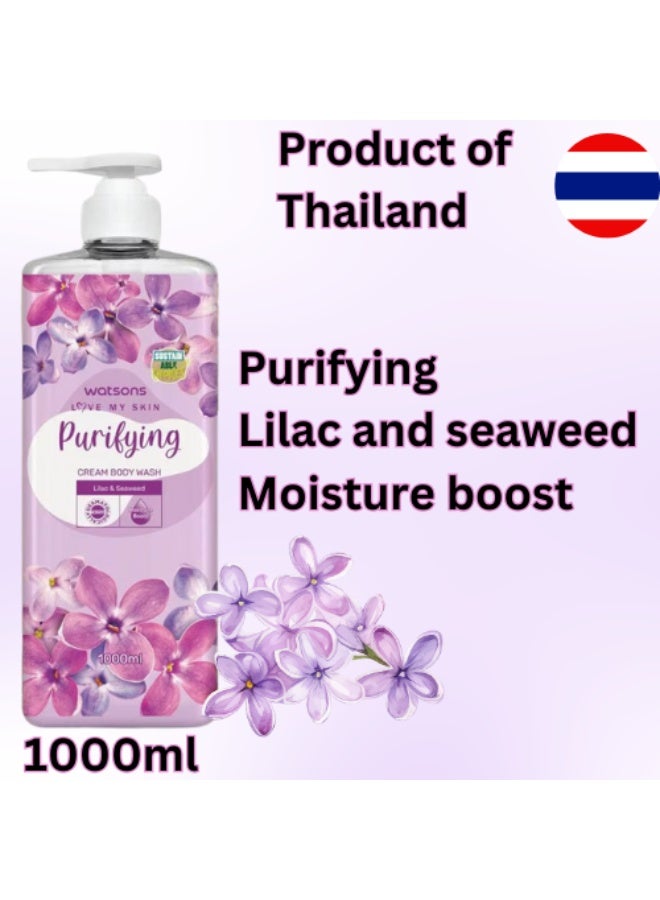 Watsons Purifying creamy shower gel with lilac and seaweed extract, 1000 ml - Image 2
