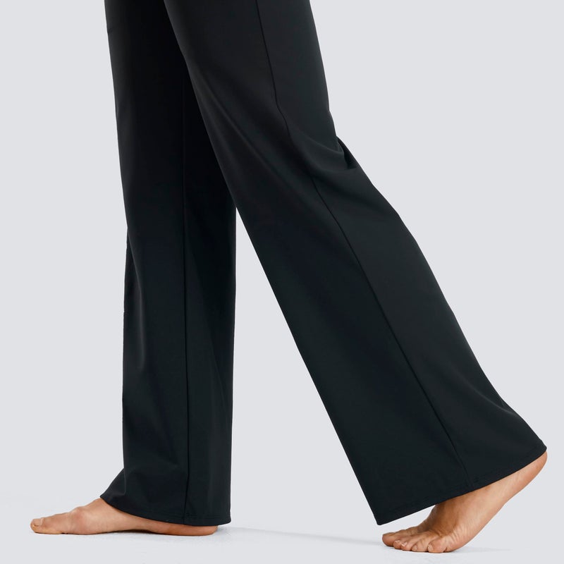 JOYSPELS Maternity Pants Over The Belly Yoga Dress Work Pregnancy Pants Stretchy Lounge Workout Wide Leg Trousers with Pockets Black - Image 4