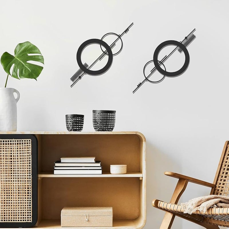 يلا جوي { "titleAr": "YelaJoy 2-Pack 15.7 بوصة منحوتات جدارية معدنية مجردة بتصميم هندسي بسيط، باللون الأسود، سهلة التعليق، زينة جدارية عمودية حديثة لغرف المعيشة والنوم والحمام" "detailsAr": "🖼️【مجموعة زينة جدارية معدنية هندسية حديثة】 هذه المجم - Image 4