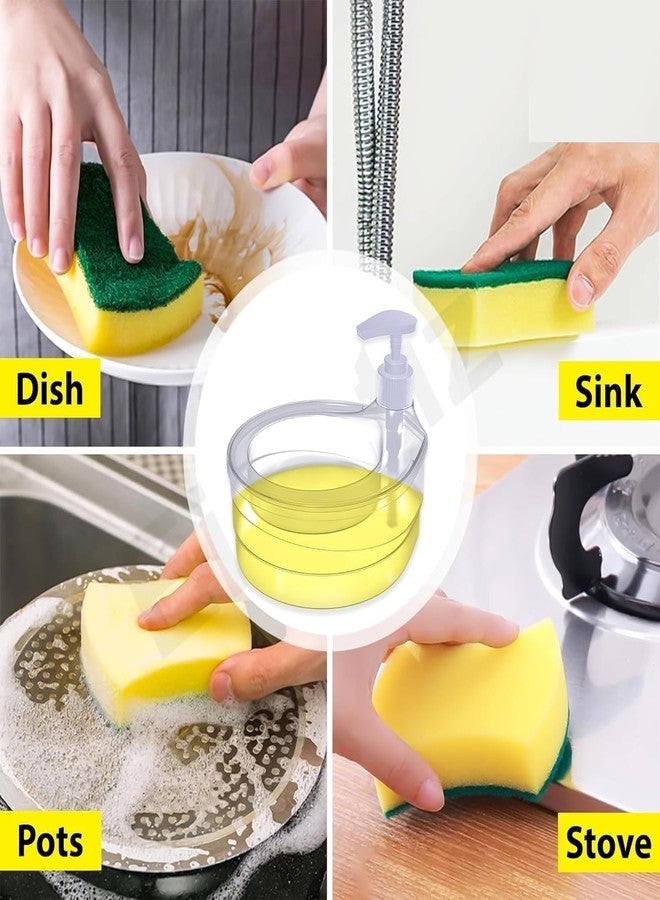 Homava Double Layer Soap Dispenser for Bathroom Accessories Dishwasher Liquid Holder Liquid Dispenser Pump with Sponge Holder Kitchen Sink Accessories Items (White) Plastic - Image 2