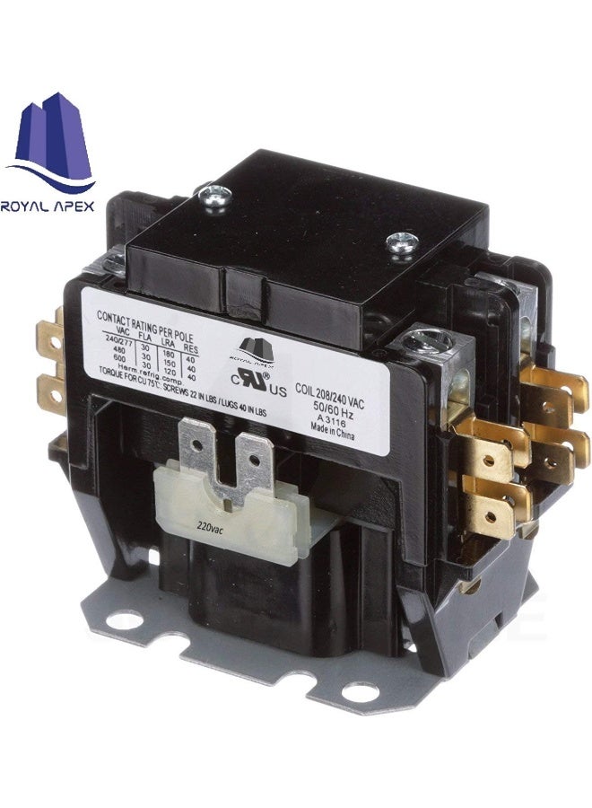 Royal Apex Hvac Air Conditioner Magnetic Contactor 30A Replacement Condenser Compressor Motor 2 Pole / 3 Pole Contactors With 230Vac Coil Voltage  - Image 2