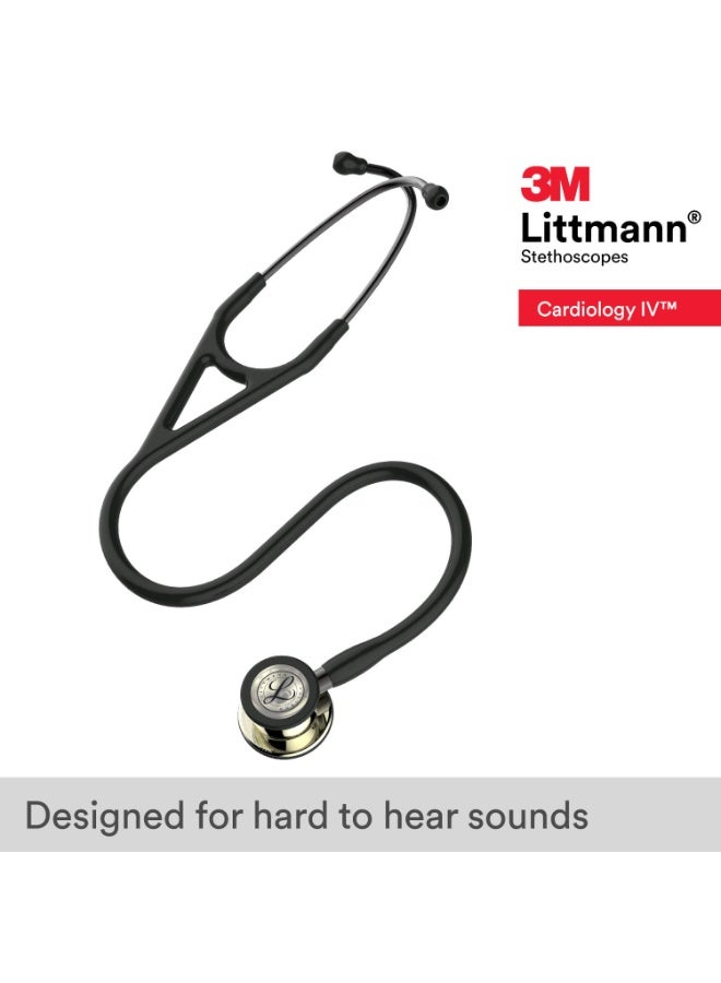 ثري أم ليتمان سماعة الطبيب التشخيصية ‎3M™ Littmann® Cardiology IV™‎ باللون الأسود مع لمسة الشمبانيا (6179) مع نقش مجاني بالليزر - Image 2