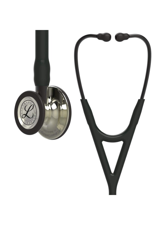 ثري أم ليتمان سماعة الطبيب التشخيصية ‎3M™ Littmann® Cardiology IV™‎ باللون الأسود مع لمسة الشمبانيا (6179) مع نقش مجاني بالليزر - Image 1