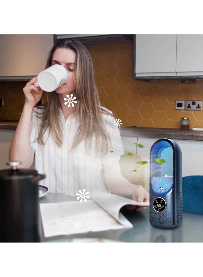 Loquat New Ultra Quiet Countertop Fan Humidifier 2-In-1 Bladeless Fan 6-Speed Portable Fan USB Multifunctional Timing Adjustment Fan Suitable For Office Bedrooms And Homes - Image 3