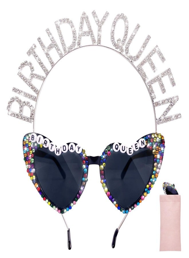 Lingdeer Birthday Queen Sunglasses with Crown, Birthday Glasses Headband Tiara for Women, Gifts Accessories Decorations - Image 1