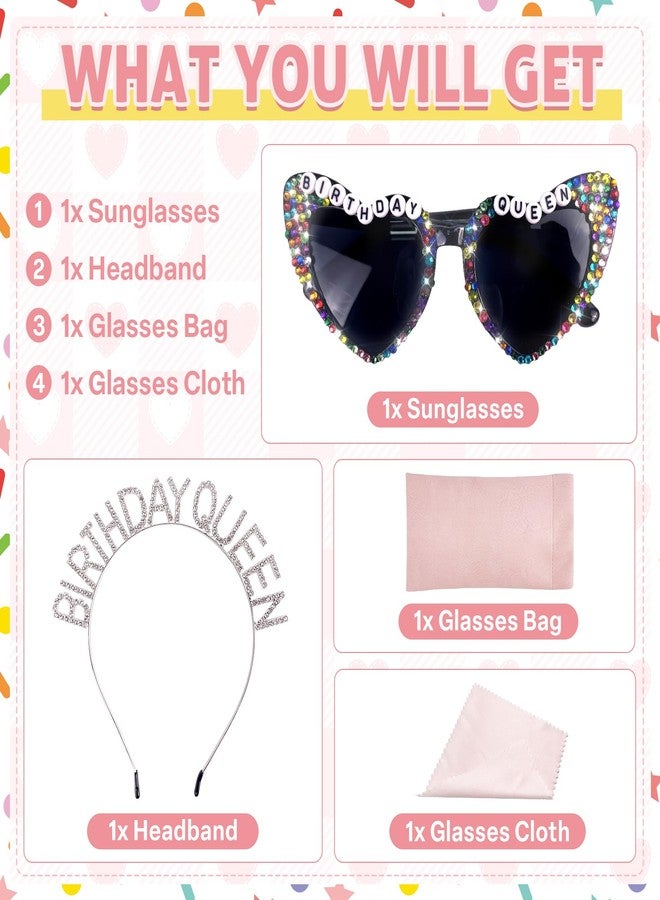 Lingdeer Birthday Queen Sunglasses with Crown, Birthday Glasses Headband Tiara for Women, Gifts Accessories Decorations - Image 2