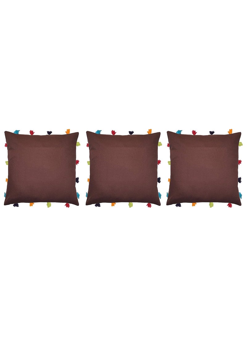 Lushomes - Lushomes Plain Cotton Cushion Cover/Pillow Cover (14 x 14 (Set of 3), Brown) - Image 1