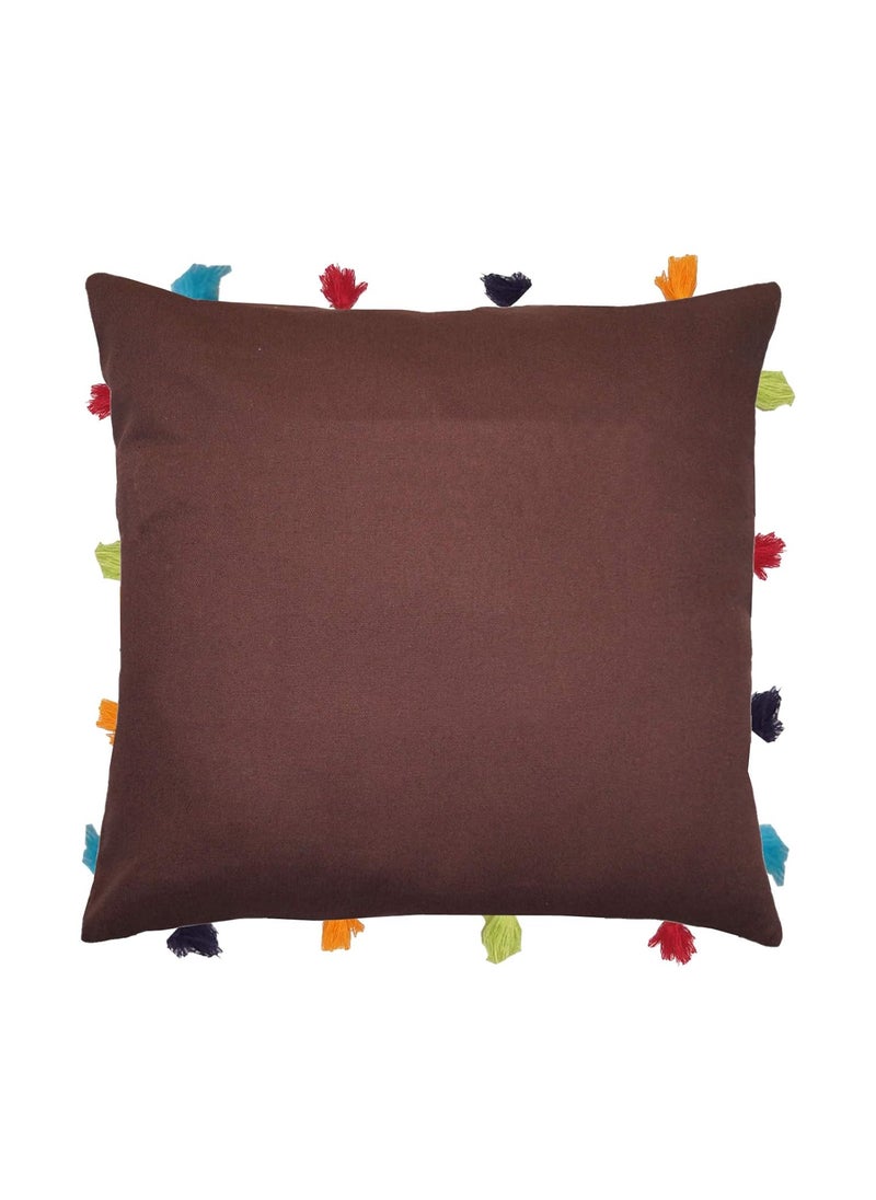 Lushomes - Lushomes Plain Cotton Cushion Cover/Pillow Cover (14 x 14 (Set of 3), Brown) - Image 1